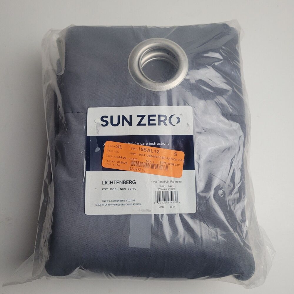 NEW Sun Zero extra-wide blackout patio panel 'Chrome' 100x84in #BT1
